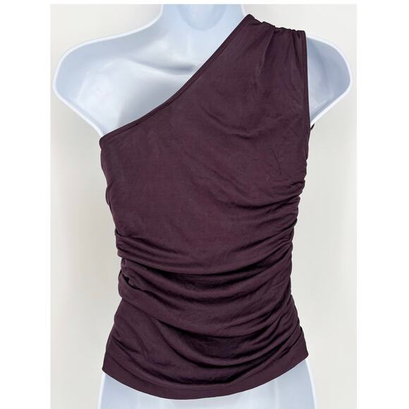 Express Deep Purple One Shoulder Y2K Slouchy Ruched Top Size M - Picture 6 of 6